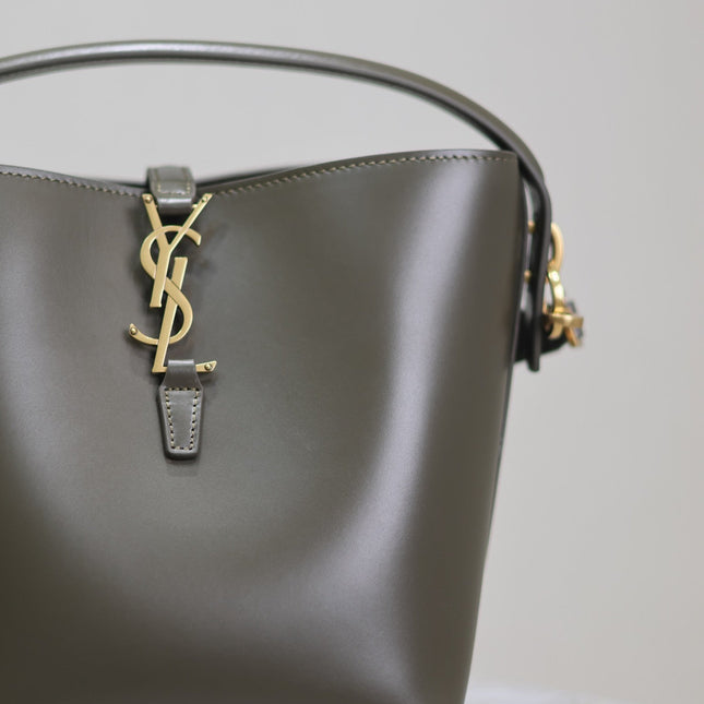 YSL 25S LE 37 MINI 20 IN DARK OLIVE CALFSKIN GOLD HARDWARE