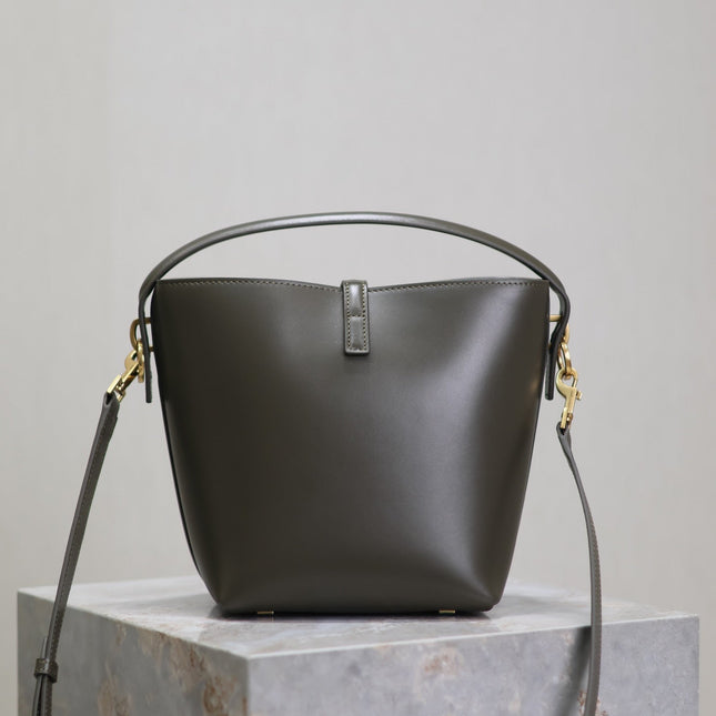 YSL 25S LE 37 MINI 20 IN DARK OLIVE CALFSKIN GOLD HARDWARE