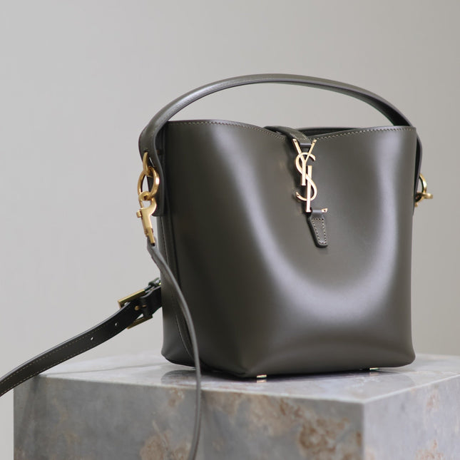 YSL 25S LE 37 MINI 20 IN DARK OLIVE CALFSKIN GOLD HARDWARE