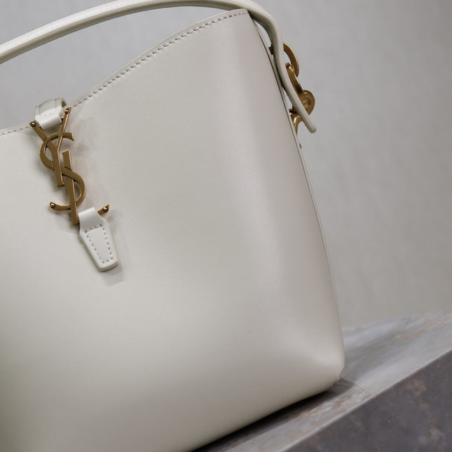 YSL 25S LE 37 BAG 20 IN DUSTY GRAY CALFSKIN GOLD HARDWARE