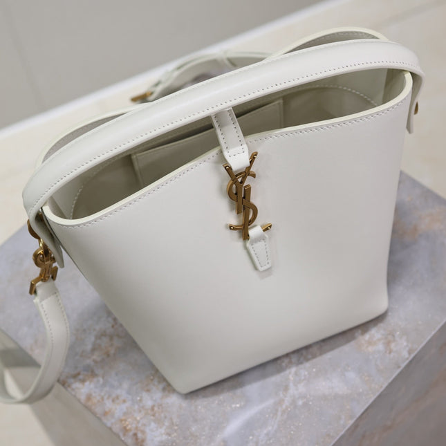 YSL 25S LE 37 BAG 20 IN DUSTY GRAY CALFSKIN GOLD HARDWARE