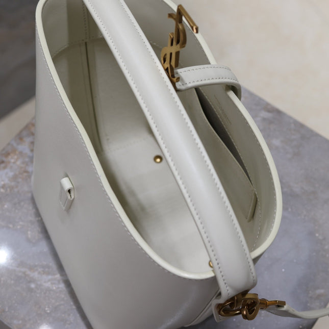 YSL 25S LE 37 BAG 20 IN DUSTY GRAY CALFSKIN GOLD HARDWARE