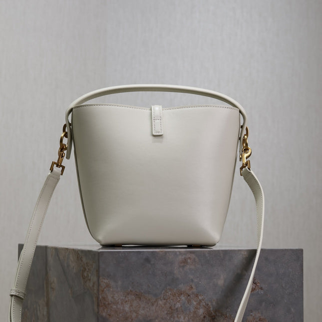 YSL 25S LE 37 BAG 20 IN DUSTY GRAY CALFSKIN GOLD HARDWARE