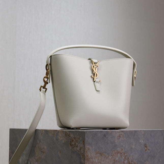 YSL 25S LE 37 BAG 20 IN DUSTY GRAY CALFSKIN GOLD HARDWARE