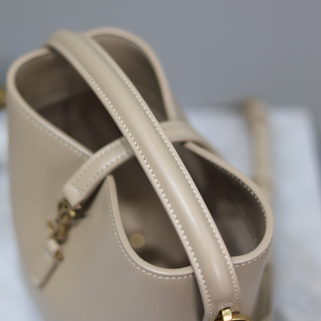 YSL 25S LE 37 BUCKET 15 IN BEIGE CALFSKIN GOLD HARDWARE