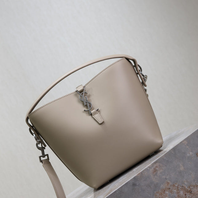 YSL 25S LE 37 BAG 20 IN DUSTY GRAY CALFSKIN SILVER HARDWARE
