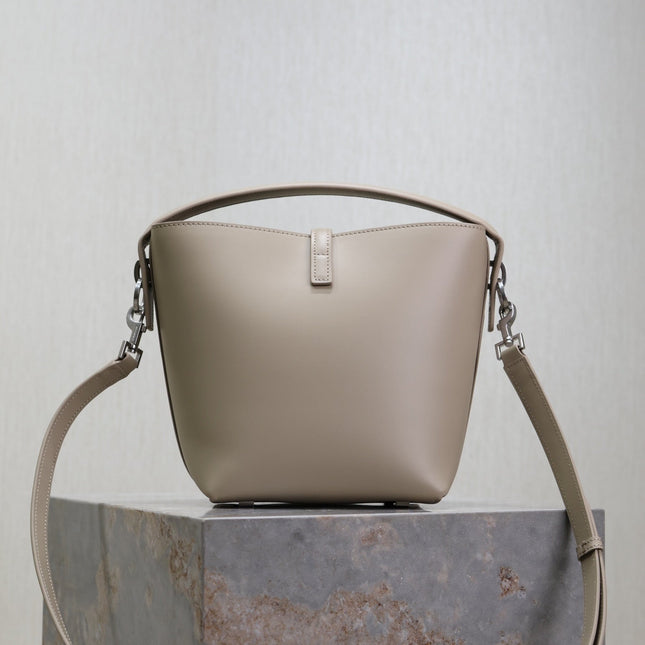 YSL 25S LE 37 BAG 20 IN DUSTY GRAY CALFSKIN SILVER HARDWARE