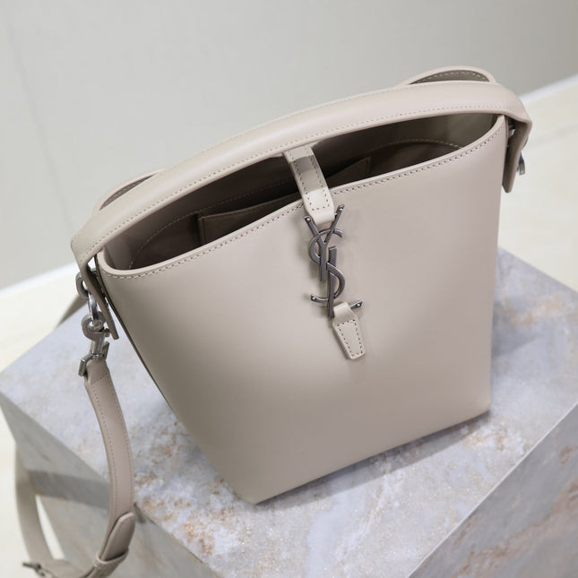 YSL 25S LE 37 BAG 20 IN DUSTY GRAY CALFSKIN SILVER HARDWARE