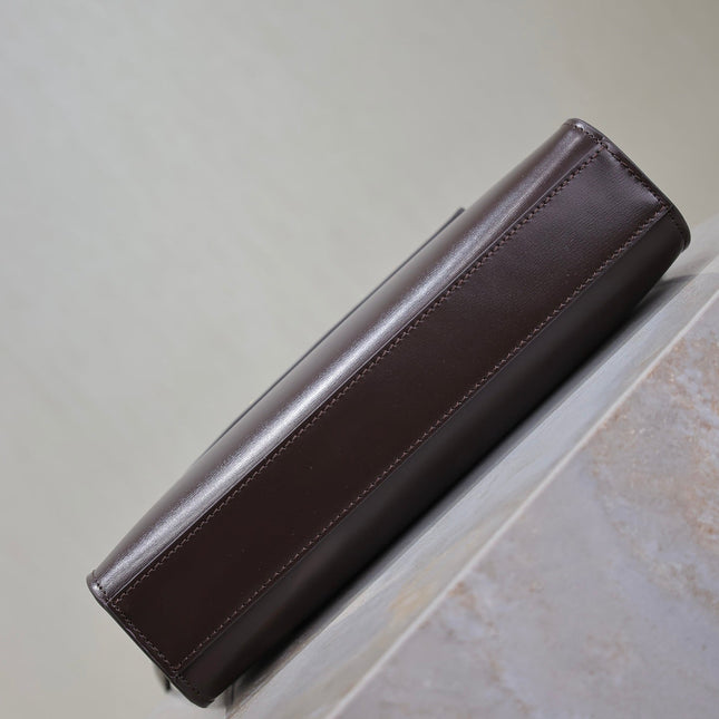 YSL 25S MANHATTAN SMALL 24 IN ROUGE CABERNET CALFSKIN GOLD HARDWARE