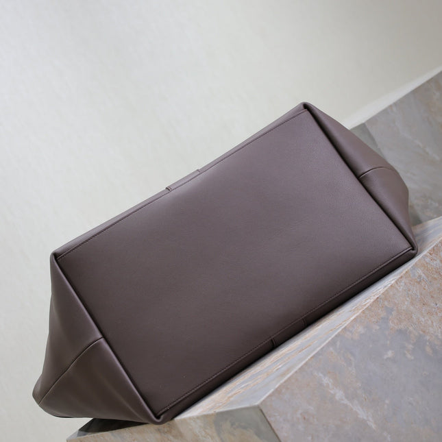 YSL 25S Y TOTE 50 IN PURPLE BROWN CALFSKIN GOLD HARDWARE