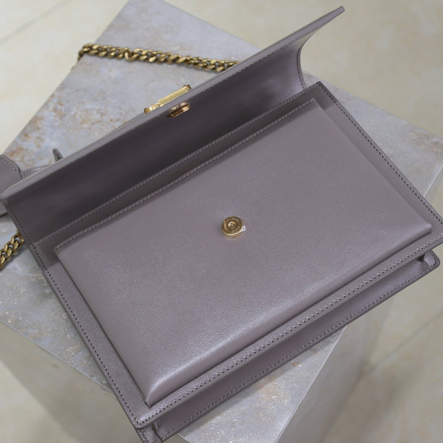 YSL 25S SUNSET MM 25 IN GRAYISH PURPLE CALFSKIN GOLD HARDWARE