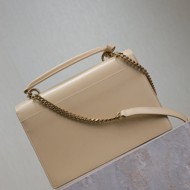 YSL 25S SUNSET MM 25 IN NUDE CALFSKIN GOLD HARDWARE
