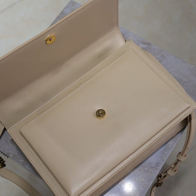 YSL 25S SUNSET MM 25 IN NUDE CALFSKIN GOLD HARDWARE
