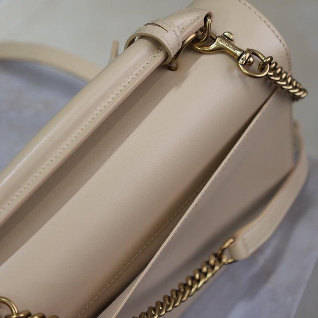 YSL 25S SUNSET MM 25 IN NUDE CALFSKIN GOLD HARDWARE