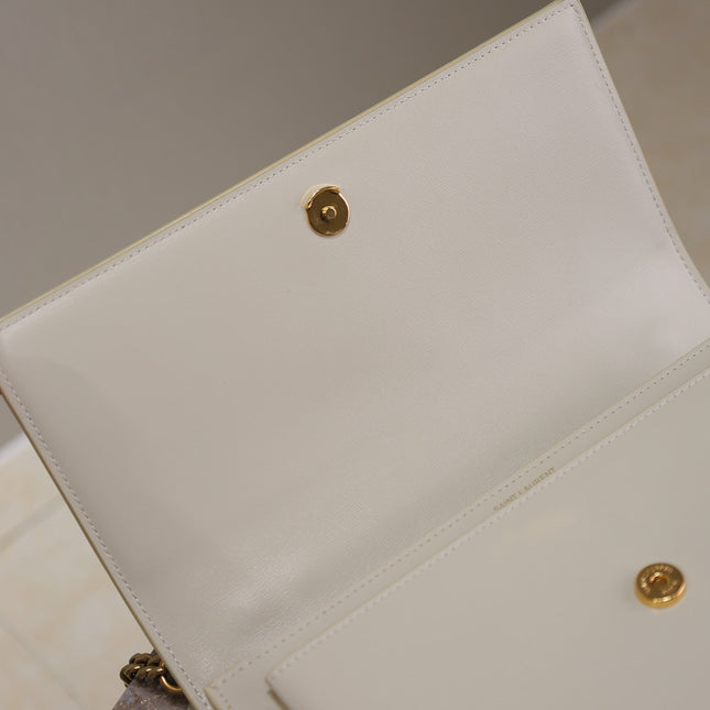 YSL 25S SUNSET MM 25 IN IVORY CALFSKIN GOLD HARDWARE