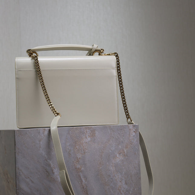 YSL 25S SUNSET MM 25 IN IVORY CALFSKIN GOLD HARDWARE