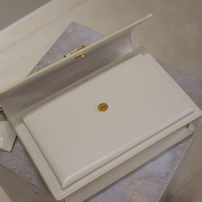 YSL 25S SUNSET MM 25 IN IVORY CALFSKIN GOLD HARDWARE