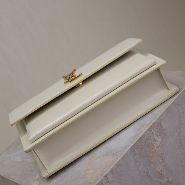 YSL 25S SUNSET MM 25 IN IVORY CALFSKIN GOLD HARDWARE