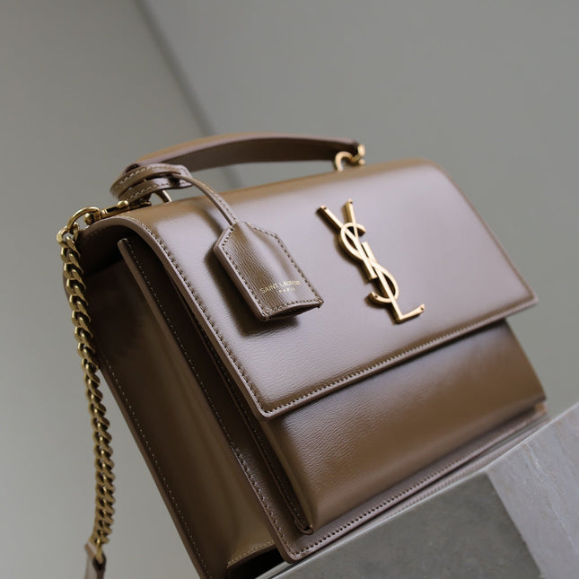 YSL 25S SUNSET MM 25 IN FOX CALFSKIN GOLD HARDWARE
