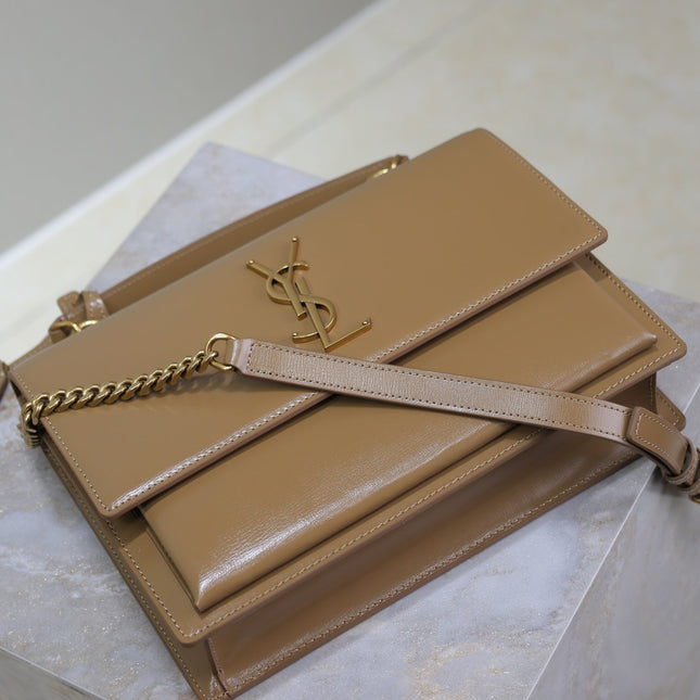 YSL 25S SUNSET MM 25 IN FOX CALFSKIN GOLD HARDWARE
