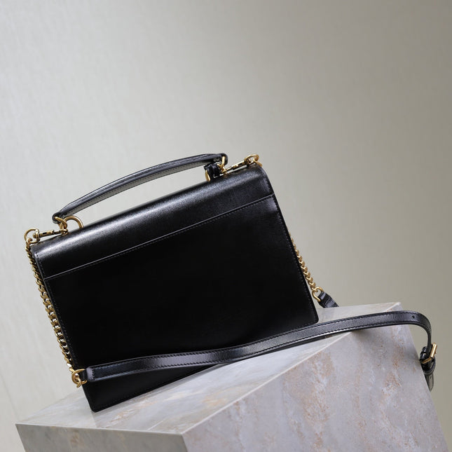YSL 25S SUNSET MM 25 IN BLACK CALFSKIN GOLD HARDWARE