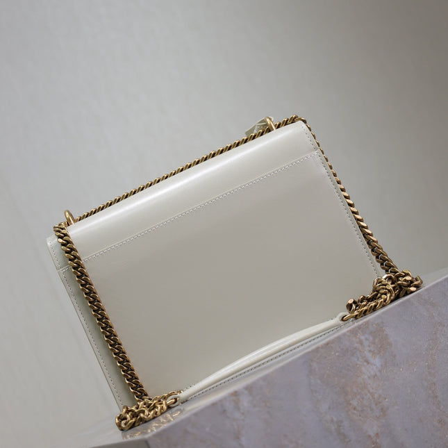 YSL 25S SUNSET BAG 22 IN IVORY CALFSKIN GOLD HARDWARE