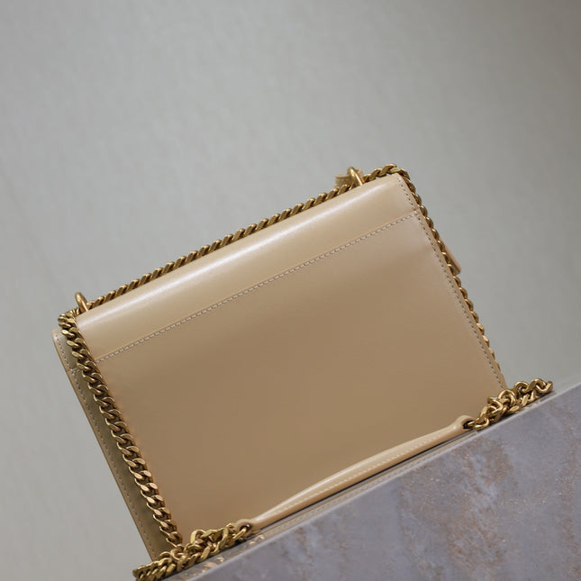 YSL 25S SUNSET BAG 22 IN NUDE CALFSKIN GOLD HARDWARE