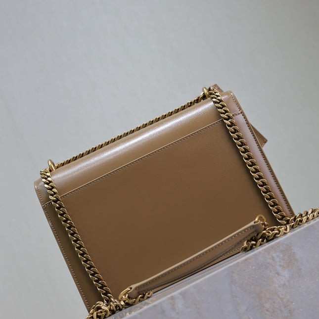YSL 25S SUNSET BAG 22 IN BROWN CALFSKIN GOLD HARDWARE
