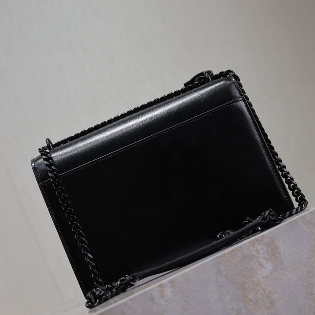 YSL 25S SUNSET BAG 22 IN BLACK CALFSKIN BLACK HARDWARE