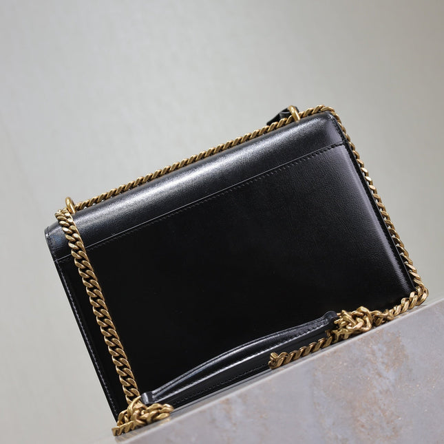 YSL 25S SUNSET BAG 22 IN BLACK CALFSKIN GOLD HARDWARE
