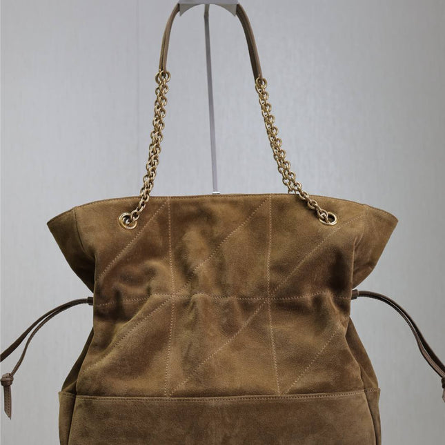 JAMIE MEDIUM POCHON 27 IN DULL BROWN SUEDE COPPER HARDWARE