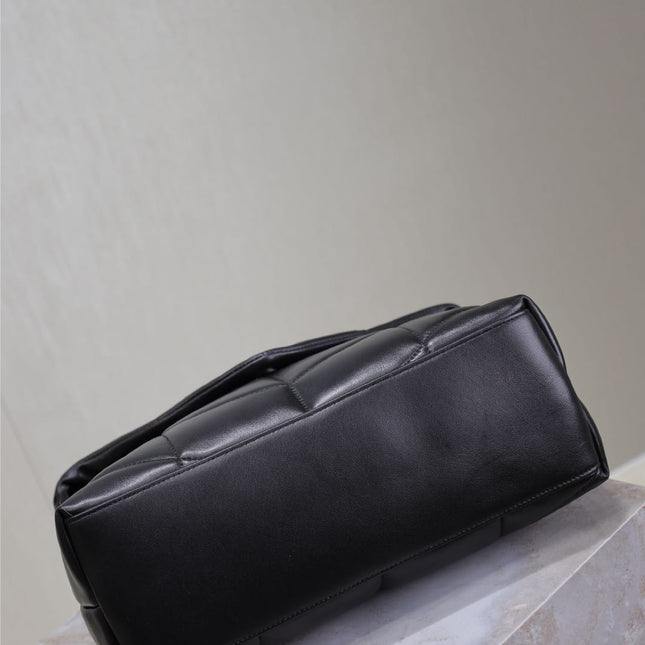 YSL 25S LOULOU PUFFER GM 35 IN BLACK CALFSKIN BLACK HARDWARE