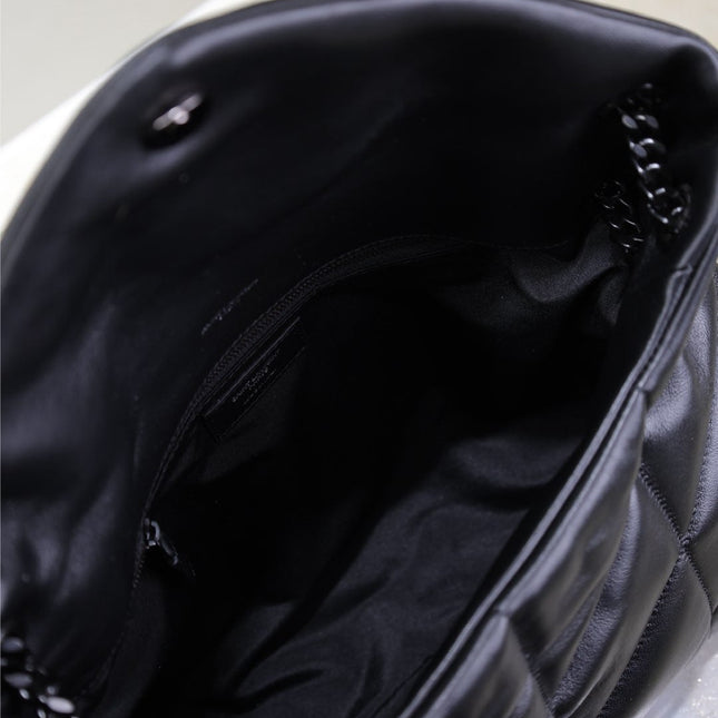 YSL 25S LOULOU PUFFER GM 35 IN BLACK CALFSKIN BLACK HARDWARE