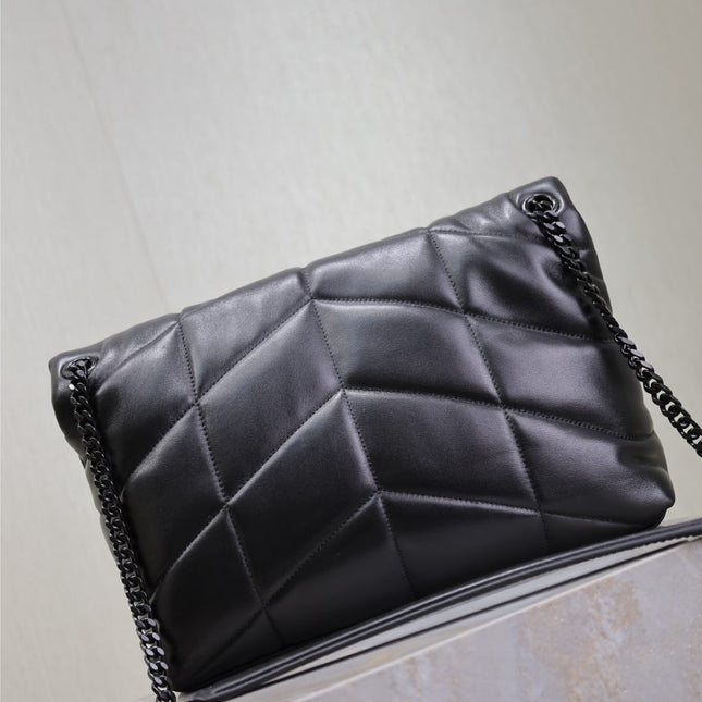 YSL 25S LOULOU PUFFER GM 35 IN BLACK CALFSKIN BLACK HARDWARE