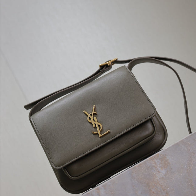YSL 25S NIKI BABY 22 IN DARK OLIVE BROWN CALFSKIN GOLD HARDWARE
