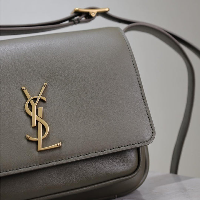 YSL 25S NIKI BABY 22 IN DARK OLIVE BROWN CALFSKIN GOLD HARDWARE