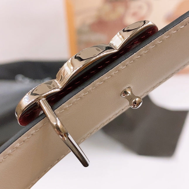 CELINE 25S BELT 25MM REVERSIBLE TRIOMPHE IN BURGUNDY CALFSKIN 565533