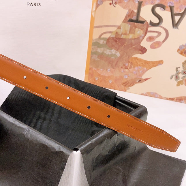 CELINE 25S BELT 25MM REVERSIBLE TRIOMPHE IN BLACK BROWN CALFSKIN 565539