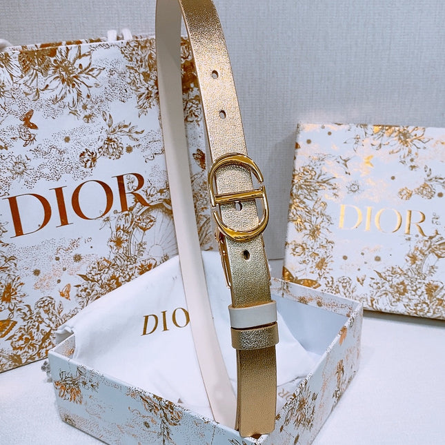 DIOR 25S BELT 20 MM IN METALLIC GOLD CALFSKIN 572893