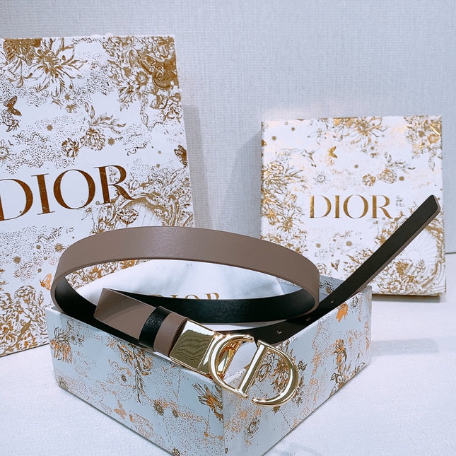 DIOR 25S BELT 20 MM IN GREY BROWN CALFSKIN 572894