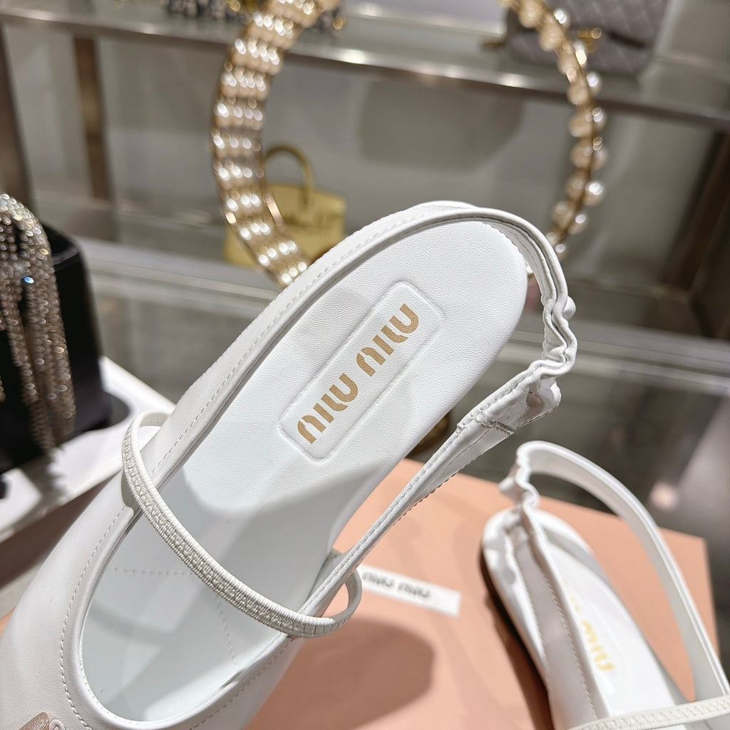 MIUMIU 26S SLINGBAC SANDALS IN WHITE CALFSKIN