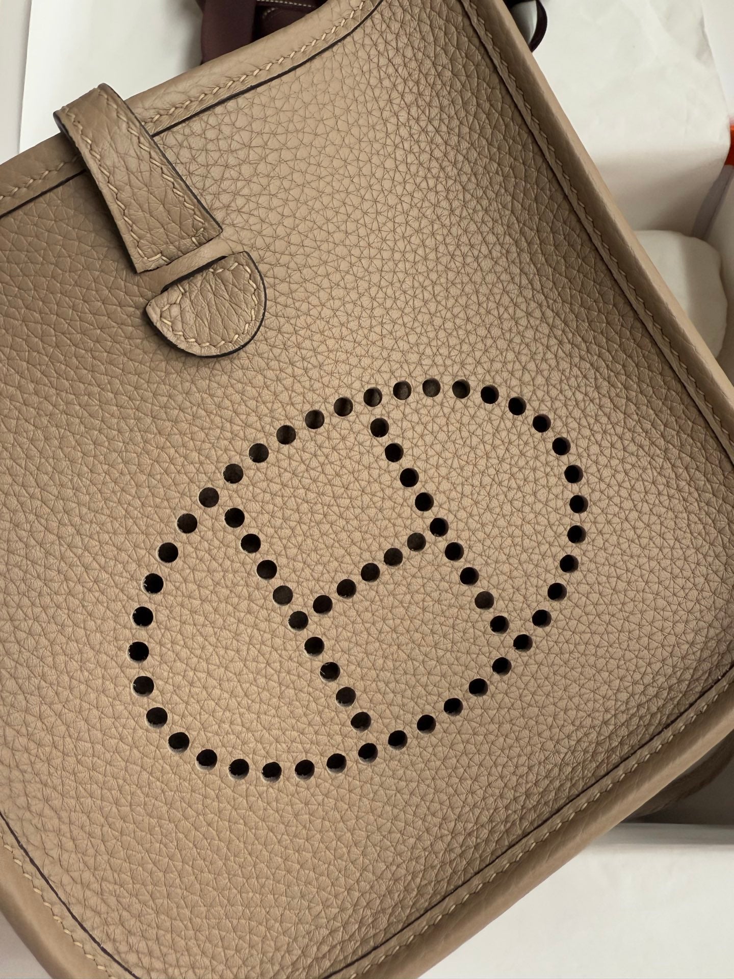 HM 25S EVELYNE 17 CM IN DARK BEIGE COWHIDE WITH GOLD HARDWARE
