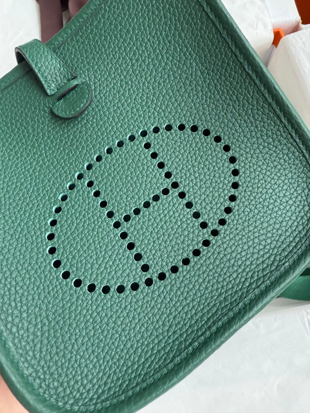 HM 25S EVELYNE 17 CM IN DARK GREEN COWHIDE WITH SILVER HARDWARE