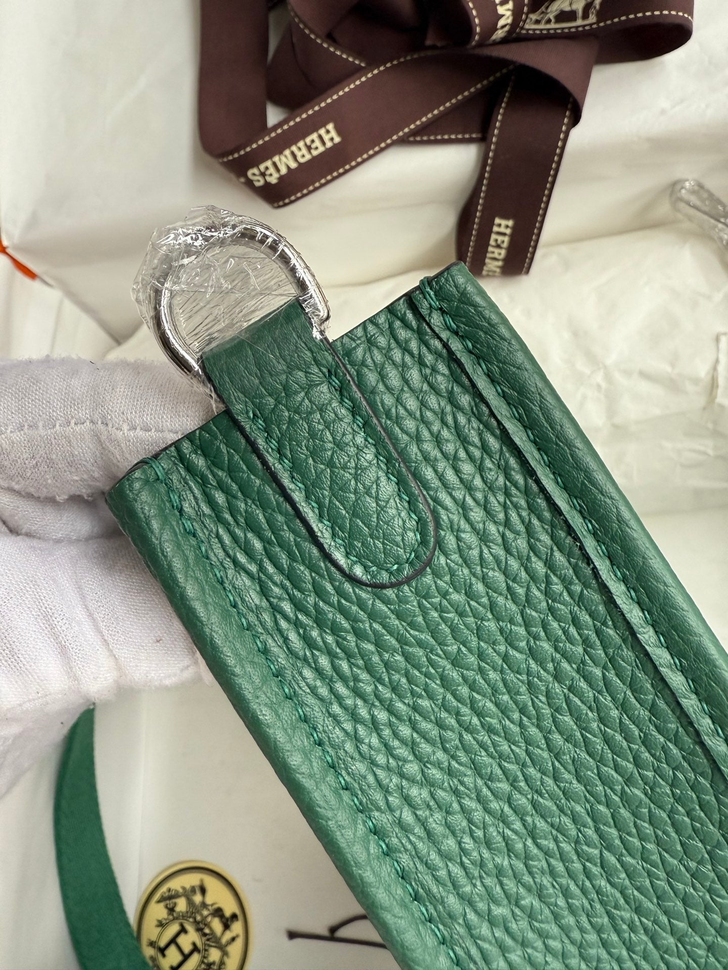 HM 25S EVELYNE 17 CM IN DARK GREEN COWHIDE WITH SILVER HARDWARE