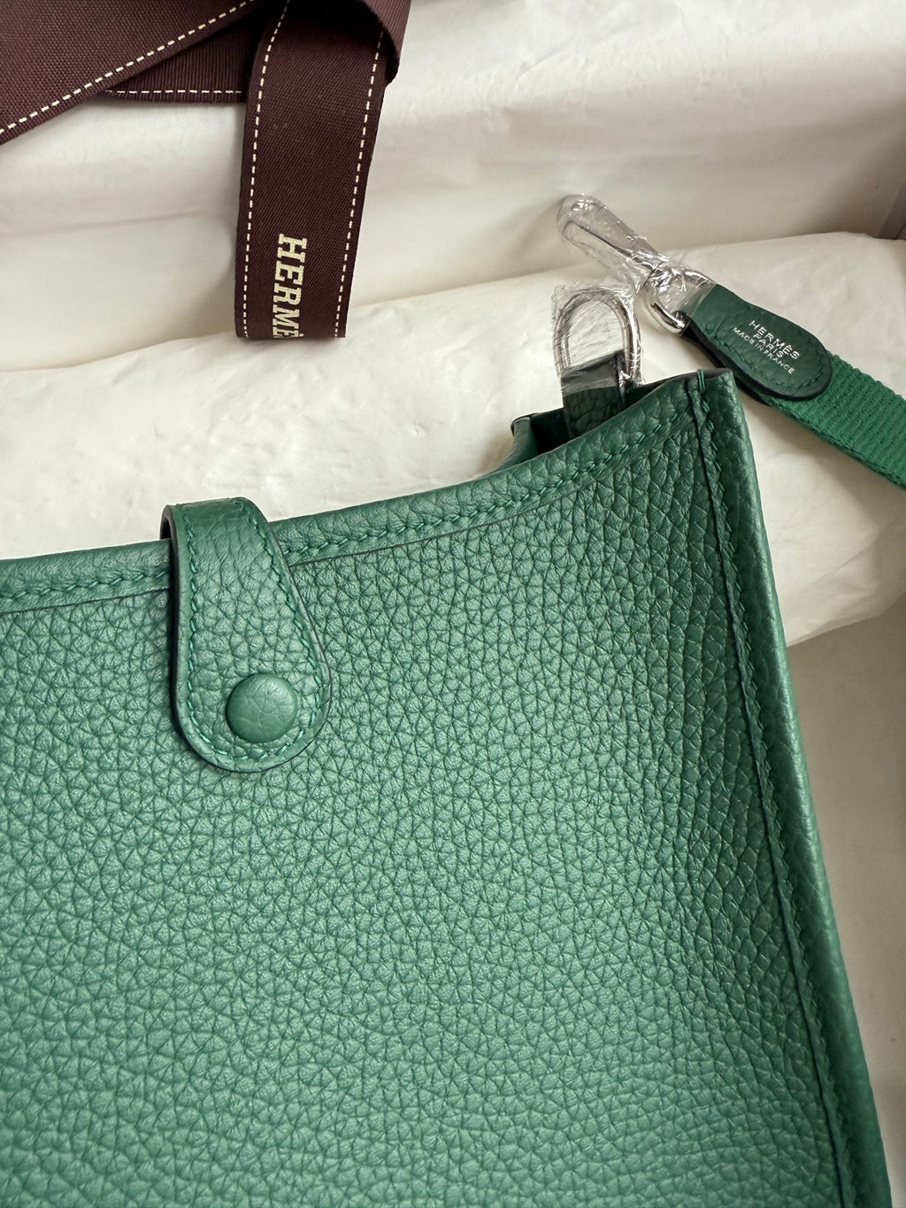 HM 25S EVELYNE 17 CM IN DARK GREEN COWHIDE WITH SILVER HARDWARE