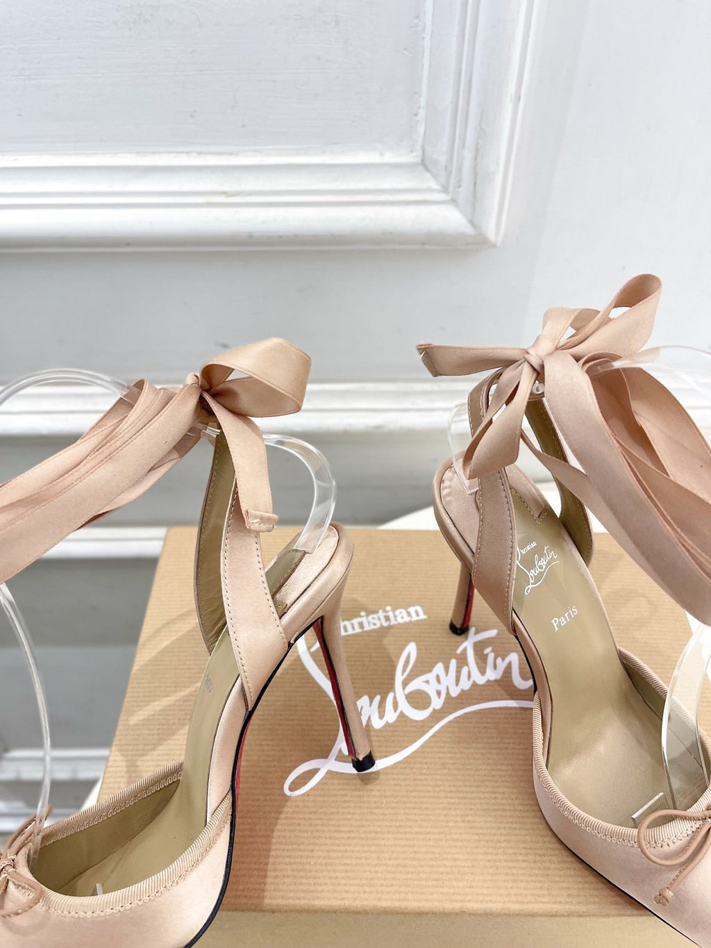 CASSIA LACE UP 100MM IN BEIGE SATIN