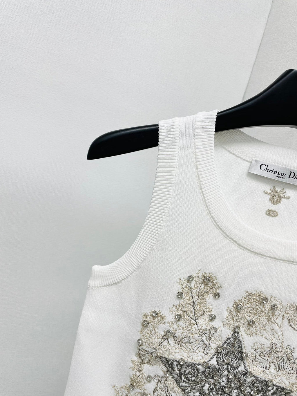 CD Star Embroidered Cropped Tank Top
